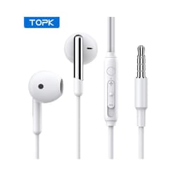 TOPK 3.5mm Wired Earphone with Microphone Wire-controlled in-ear Headphone - WHITE