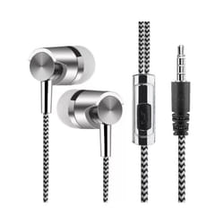 3.5mm In-Ear Stereo Earbuds Earphone Wired Nylon Weave Cable Earphone - Style C