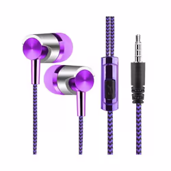 3.5mm In-Ear Stereo Earbuds Earphone Wired Nylon Weave Cable Earphone - Style A