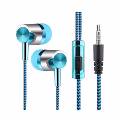 3.5mm In-Ear Stereo Earbuds Earphone Wired Nylon Weave Cable Earphone - Style B