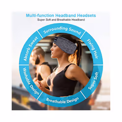 Wireless Bluetooth Headset Sports Sleep Headband Eye Mask Fone Bluetooth - Black