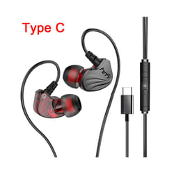 HIFI 6D Surround Bass in-Ear Wired Headphones 3.5mm Type C Earphone Sports - BK type-C