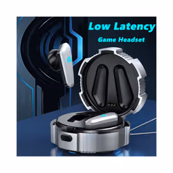 TWS Game Headset Bluetooth 5.3 HIFI Stereo Wireless Headphone Low Latency - Silver