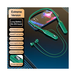 Magnetic Neckband Bluetooth 5.2 Headphone Wireless Earphone LED Display - Green