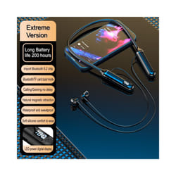 Magnetic Neckband Bluetooth 5.2 Headphone Wireless Earphone LED Display - Black