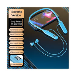Magnetic Neckband Bluetooth 5.2 Headphone Wireless Earphone LED Display - Blue