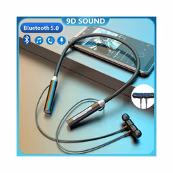 Wireless Headphones Bluetooth Neckband Magnetic Earphones Sport Running - Blue