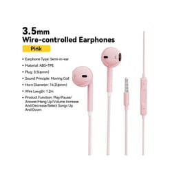 Essager 3.5mm Wired Headphones In Ear Headset Wired Earphones with Microphone - Pink
