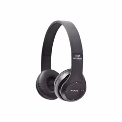 Stereo P47 Wireless Headphones Bluetooth 5.0 Earphones Foldable Bass Helmet - Black