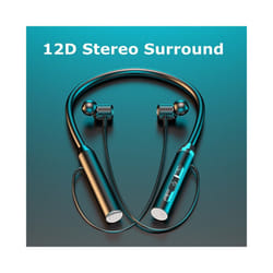 Wireless Headphones Bluetooth 5.0 Neckband Earphones Silicone Hifi 9D - Black