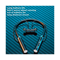 Wireless Headphones Bluetooth 5.0 Neckband Earphones Silicone Hifi 9D - Black