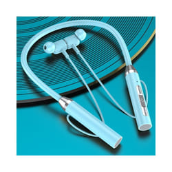 Wireless Headphones Bluetooth 5.0 Neckband Earphones Silicone Hifi 9D - blue