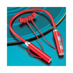 Wireless Headphones Bluetooth 5.0 Neckband Earphones Silicone Hifi 9D - red