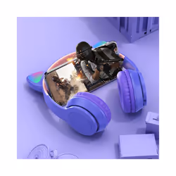 Bluetooth Wireless Earphones Flash Light Bluetooth Headset Kid Girl Voice - Blue