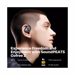 SoundPEATS GoFree2 Open-Ear Headphones with Stable Comfort & Hi-Res Sound, - Black
