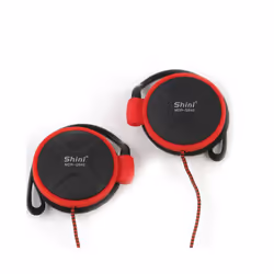 Universal Ear Hanging Earphone 3.5mm Headphones Stereo Bass Music Earphone - Red