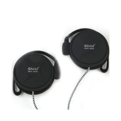 Universal Ear Hanging Earphone 3.5mm Headphones Stereo Bass Music Earphone - Black