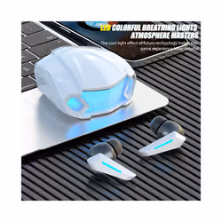 New Wireless Headphones LED Light Game Earbuds with Mic Bluetooth Earphones - White