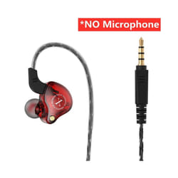 X2 Dynamic Wired Earphones HIFI Heavy Bass Earbuds In Ear Gaming Headphones - Red NO Mic