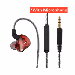 X2 Dynamic Wired Earphones HIFI Heavy Bass Earbuds In Ear Gaming Headphones - Red with Mic