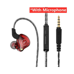 X2 Dynamic Wired Earphones HIFI Heavy Bass Earbuds In Ear Gaming Headphones - Red with Mic
