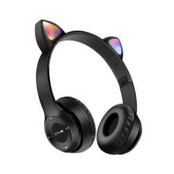 Wireless Bluetooth Headphones Cat Ear Gaming Headset LED Glow Light Helmets - B