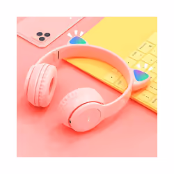 Wireless Bluetooth Headphones Cat Ear Gaming Headset LED Glow Light Helmets - B