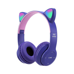 Wireless Bluetooth Headphones Cat Ear Gaming Headset LED Glow Light Helmets - F