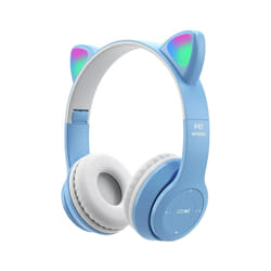 Wireless Bluetooth Headphones Cat Ear Gaming Headset LED Glow Light Helmets - D