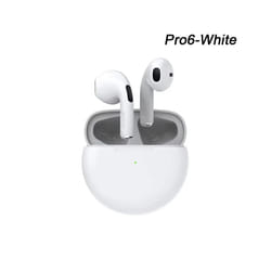 Pro 6 TWS Wireless Bluetooth Earphones Headphones Mini Fone Earphone - white