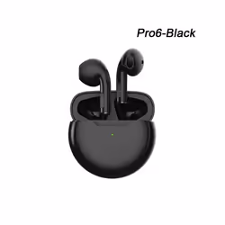 Pro 6 TWS Wireless Bluetooth Earphones Headphones Mini Fone Earphone - Black