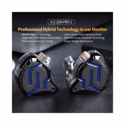 KZ ZSN Pro 2 1BA+1DD Hybrid Driver In Ear Earphone HIFI Bass Earbuds Metal - Gold no mic