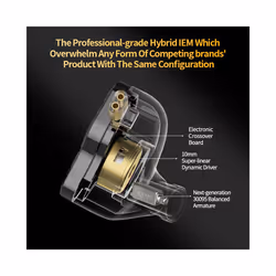 KZ ZSN Pro 2 1BA+1DD Hybrid Driver In Ear Earphone HIFI Bass Earbuds Metal - Gold no mic