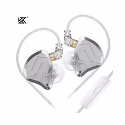 KZ ZSN Pro 2 1BA+1DD Hybrid Driver In Ear Earphone HIFI Bass Earbuds Metal - Silver with mic