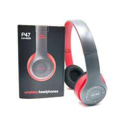 P47 Bluetooth 5.0 Wireless Headphone Foldable HIFI Stereo Bass Earphone - Red