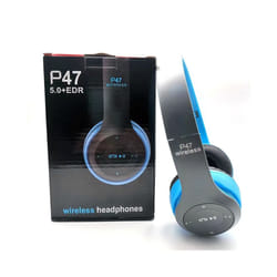P47 Bluetooth 5.0 Wireless Headphone Foldable HIFI Stereo Bass Earphone - Blue