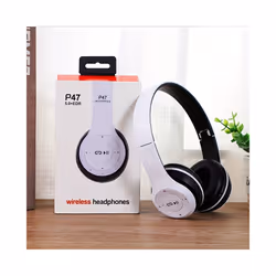 P47 Bluetooth 5.0 Wireless Headphone Foldable HIFI Stereo Bass Earphone - WHITE