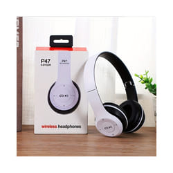 P47 Bluetooth 5.0 Wireless Headphone Foldable HIFI Stereo Bass Earphone - WHITE