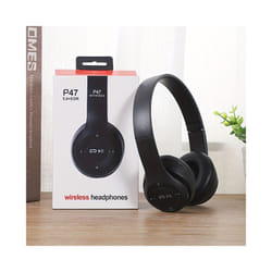 P47 Bluetooth 5.0 Wireless Headphone Foldable HIFI Stereo Bass Earphone - Black
