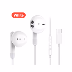 For Galaxy S24 Ultra Type C Earbud Wired Headphones With Mic DAC Chip - White Type-C