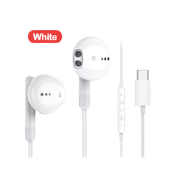 For Galaxy S24 Ultra Type C Earbud Wired Headphones With Mic DAC Chip - White Type-C