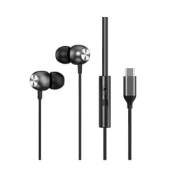 HIFI Heavy Bass Metal Wired Earphone Type C Wired Headphones Colorful - Type C Black