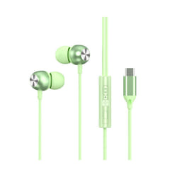 HIFI Heavy Bass Metal Wired Earphone Type C Wired Headphones Colorful - Type C Green