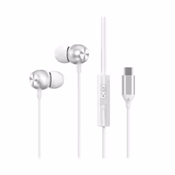 HIFI Heavy Bass Metal Wired Earphone Type C Wired Headphones Colorful - Type C White