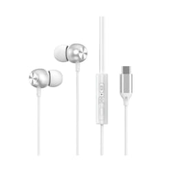 HIFI Heavy Bass Metal Wired Earphone Type C Wired Headphones Colorful - Type C White
