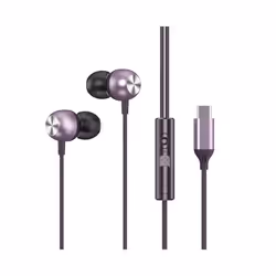 HIFI Heavy Bass Metal Wired Earphone Type C Wired Headphones Colorful - Type C Purple