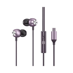HIFI Heavy Bass Metal Wired Earphone Type C Wired Headphones Colorful - Type C Purple
