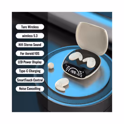 Invisible Sleep Headphones Mini Bluetooth 5.3 Earphones ENC Noise Cancelling - Khaki