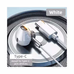 Type-C Wired Headphones For Samsung Galaxy S24 S23 S22 S21 Ultra 3.5MM - White USB C Earphone
