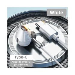 Type-C Wired Headphones For Samsung Galaxy S24 S23 S22 S21 Ultra 3.5MM - White USB C Earphone